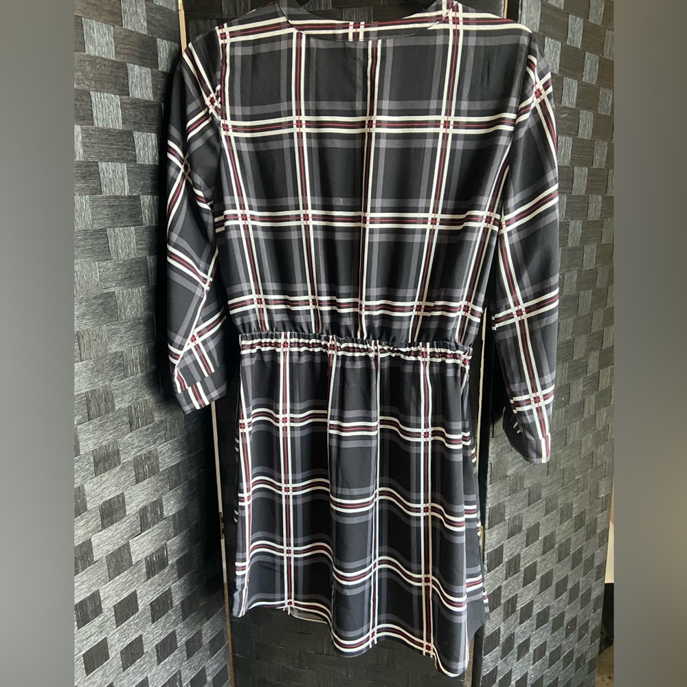 Loft Plaid Black and White & Red Dress - Picture 2 of 3